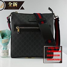 優買二手精品名牌店 GUCCI 474137 GG 老花字紋 黑色牛皮防水 斜背包肩背包記者包日字包郵差包航空包 全新