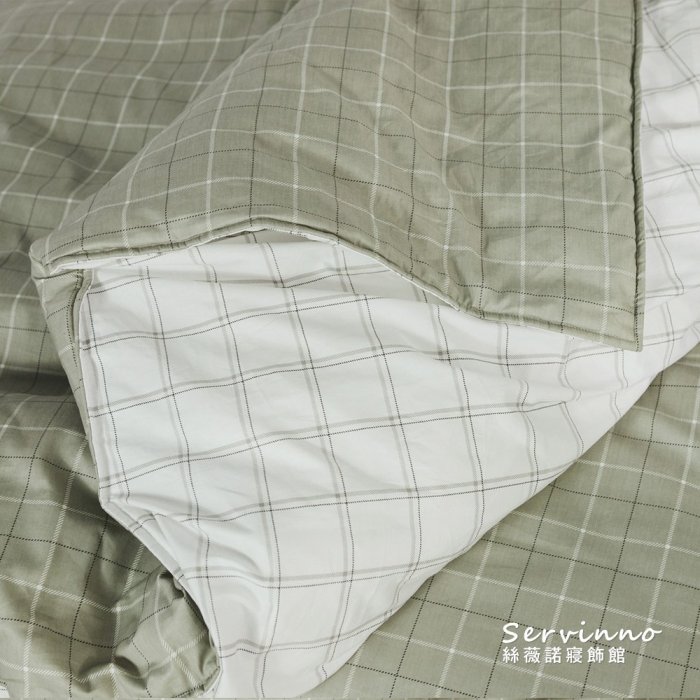 MIT精梳棉【越格子-卡其】雙人加大/床包兩用被套組-絲薇諾