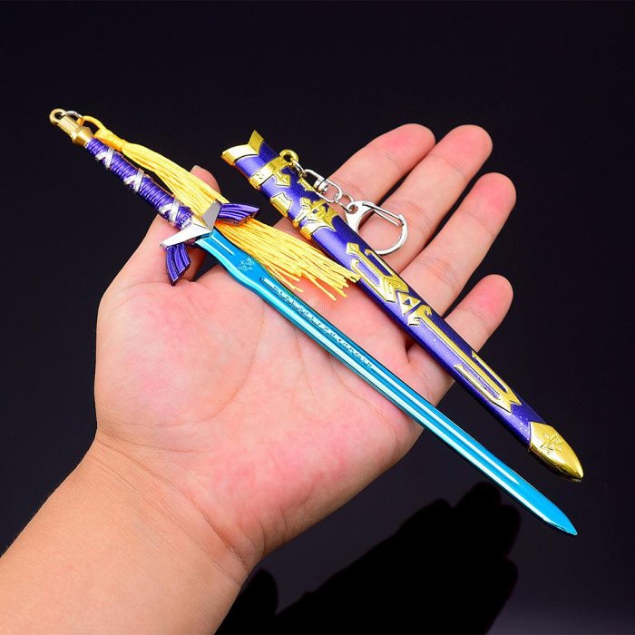 【現貨 - 送刀架】『 大師劍 -  藍刃版 22cm 鋅合金材質 刀劍 兵器 武器 模型 no.3859