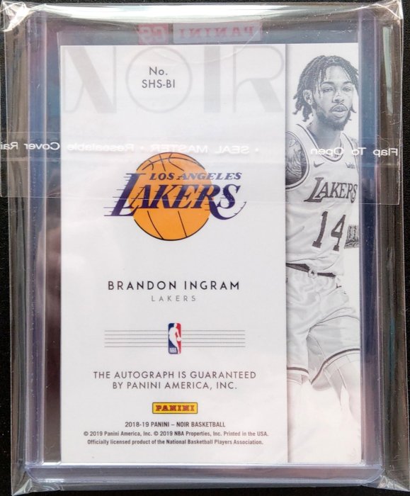 NBA 黑國寶 NOIR 湖人隊 鵜鶘隊 榜眼 全明星 BRANDON INGRAM 英格倫 限量99張 卡面簽名卡