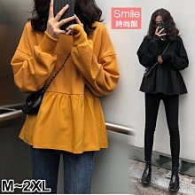 【V3012】SMILE-香榭秋氛‧純色圓領寬鬆長袖上衣