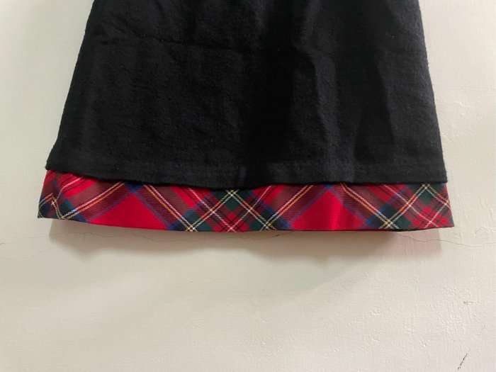 Scottish house 黑色拼接格紋裙襬羊毛短裙 / s / 11211
