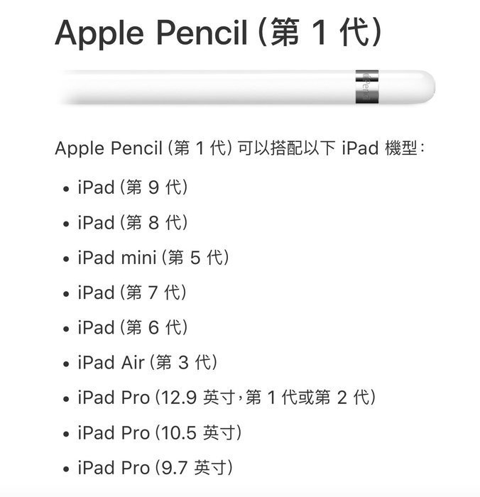 台中 Apple Pencil 1 型號A1603 觸控筆 1代 for iPad