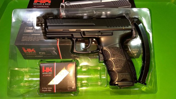全新真槍刻字模型槍HK情報員P30手槍外型超逼真生存遊戲裝飾槍最佳(原電動槍使用6mm BB彈電動手槍)檢便宜晶予玩具槍