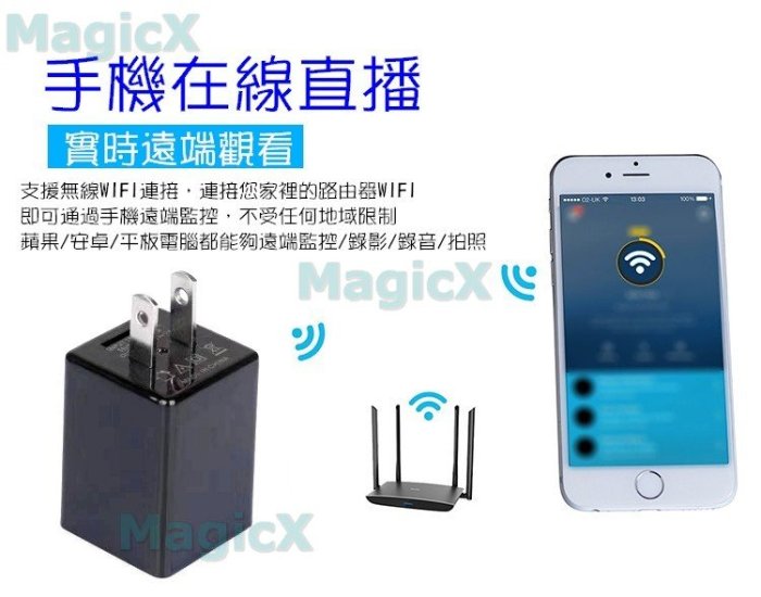 MAX安控-充電頭針孔攝影機充電器監視器夜視充電器針孔無線偽裝監視器WiFi Cam監視器手機遠端監控4K針孔200萬攝影機