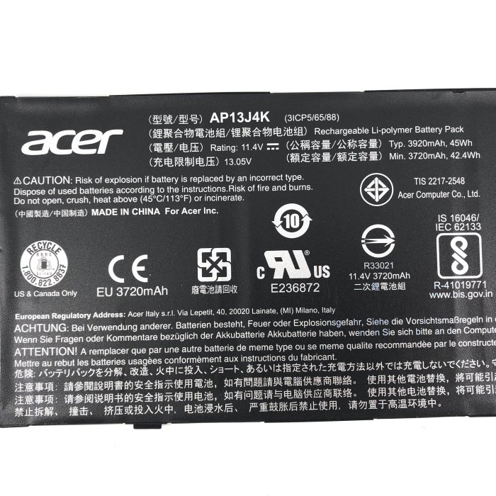 ACER AP13J4K 3芯 原廠電池 AP13J3K Chromebook 11 C720 C720P C740