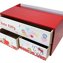 ♥小花花日本精品♥Hello Kitty 木製橫式三抽一格收納盒~3
