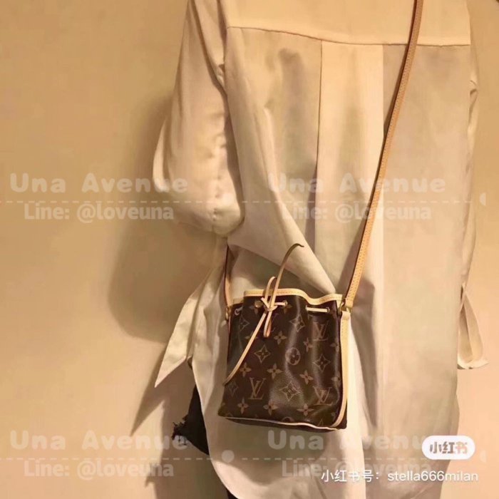 Una Avenue*LV Nano Noe 老花斜背 迷你束口水桶包 M41346