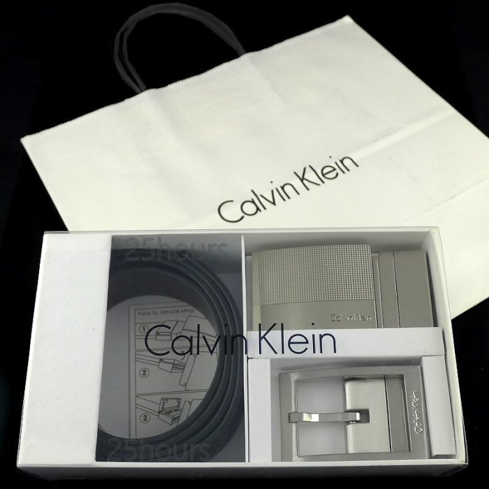 【CK專櫃正品】◎Calvin Klein專櫃購入雙扣頭真皮男用百搭皮帶腰帶禮盒組◎翻轉式皮帶頭x2+雙面用帶身x1