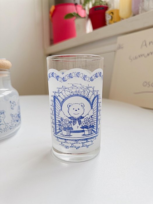 中古 Nikko日光 小熊一家玻璃杯 玻璃杯套裝