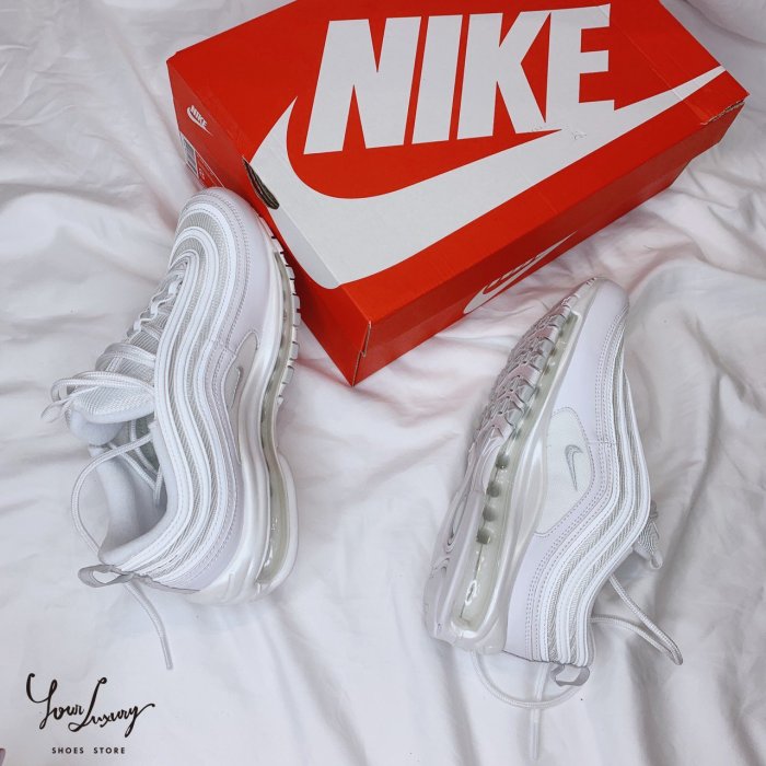 【Luxury】現貨 NIKE AIR MAX 97 全白 白色 白彈 黑 紫綠線 紫葡萄 子彈 紫勾 反光 女鞋