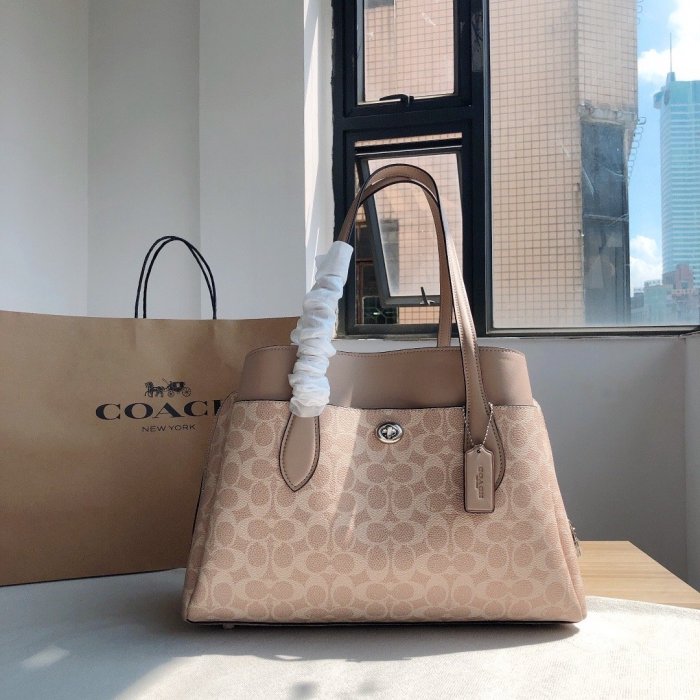 DanDan代購 美國正品 COACH 89576 新款 女士單肩斜挎提手包 中間有拉鏈封口 可放重要物品 容量超大 附