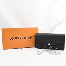 【茱麗葉精品】二手精品【9.5成新】LV M61182 Sarah 經典花紋壓紋扣式長夾.黑 現貨