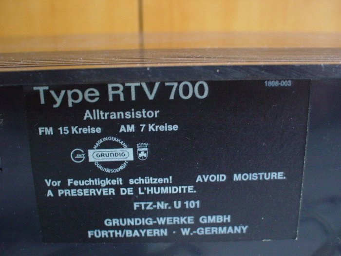 德國GRUNDIG Type RTV 700綜合收音擴大機，品相超優，值得珍藏not Telefunken