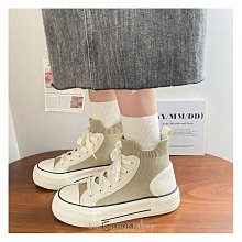 EmmaShop艾購物-韓國同步上新-高筒版-東大門秋季新款厚底彈力襪鞋/板鞋/質感超好