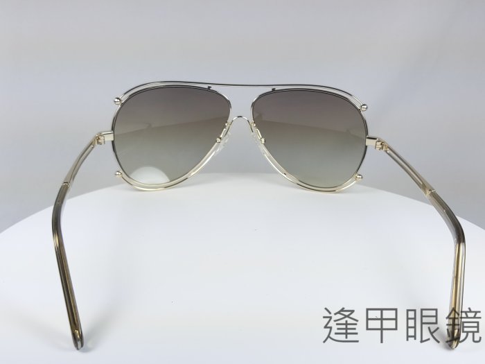 『逢甲眼鏡』Chloé太陽眼鏡 全新正品  橢圓框 金屬細框 漸層棕 飛官款【CE121S 743】