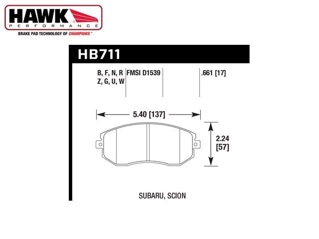 【Power Parts】HAWK HPS 5.0 來令片(前) HB711B.661 SUBARU BRZ 2013-