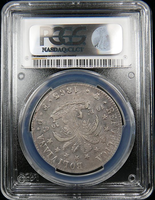 1863/2 PTS-FP 玻利維亞 8 SOLES 銀幣 / PCGS AU50