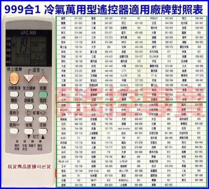 萬用冷氣遙控器 999合1適用中興資訊家 首華 三葉 冰點 禾聯 松林夏 格力 王冠 富士通 三菱 松格 窗型 分離式