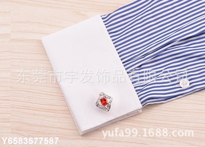 【熱賣精選】紅色鋯石水晶袖扣 法式襯衫男士袖釘袖口 cufflinks 8012