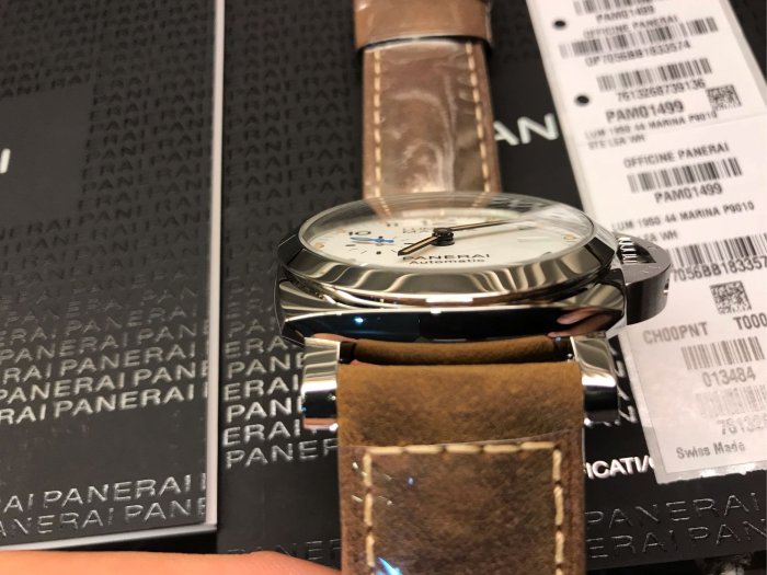 PANERAI pam01499 白面 44mm 薄型 藍針 整體98%新 2017年購買日期