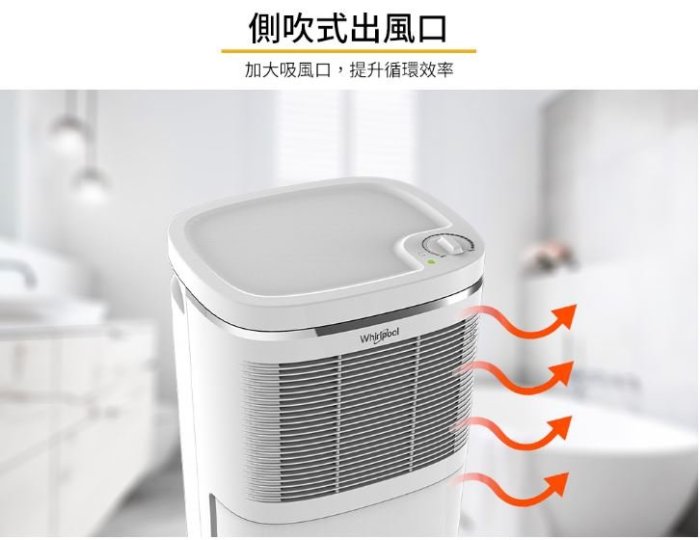 【家電購】Whirlpool惠而浦 6L高效能除濕機 / WDEM12W / 4級能效 側吹式 IPX1