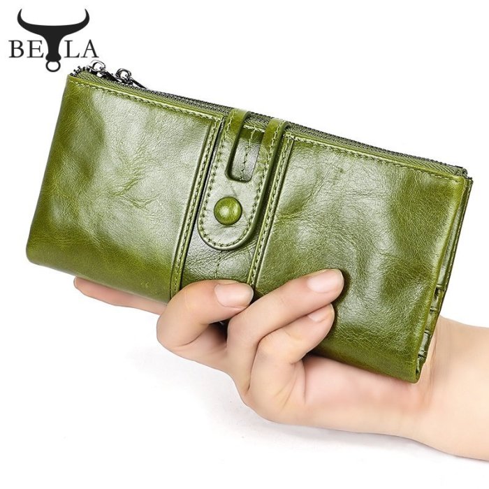 BELA 女式長款錢包正品牛皮錢包 Rfid防盜刷零錢包時尚休閒大容量手拿包