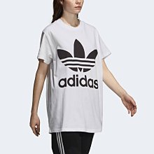 【Dr.Shoes 】Adidas Big Trefoil Tee 女裝 白黑Logo 寬版上衣 休閒短T DH3160