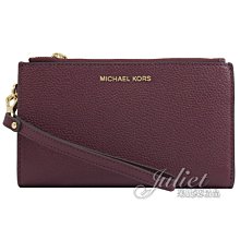 【茱麗葉精品】全新精品 MICHAEL KORS 專櫃商品 JET SET 荔枝皮革手提式雙拉鍊長夾.酒紅 現貨