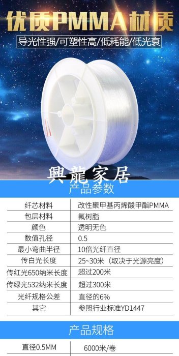 光纖燈滿天星 星空頂汽車改裝塑料光纖線pmma照明影院導光光纖絲【興龍家居】