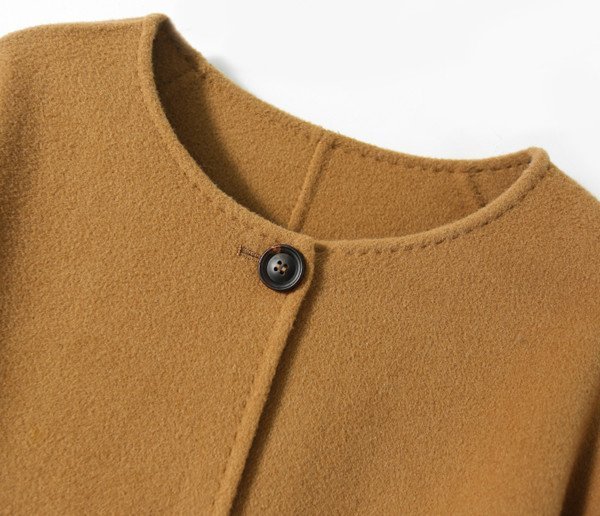歐美 MD 新款 保暖舒適純羊毛手工雙面呢 年輕無領 微寬鬆短大衣外套 4色 (G1480)