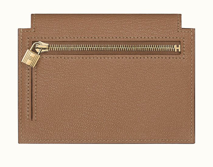 ［現貨/預購］Hermes Kelly Compact Wallet Mysore 山羊皮 雀木色 奶茶色 金釦 短夾 卡夾 名片夾 男女適用