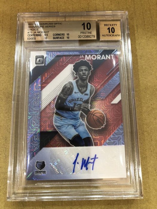 2019-20 NBA Panini Donruss Optic 灰熊 Ja Morant 親筆簽名卡 鑑定10/10級