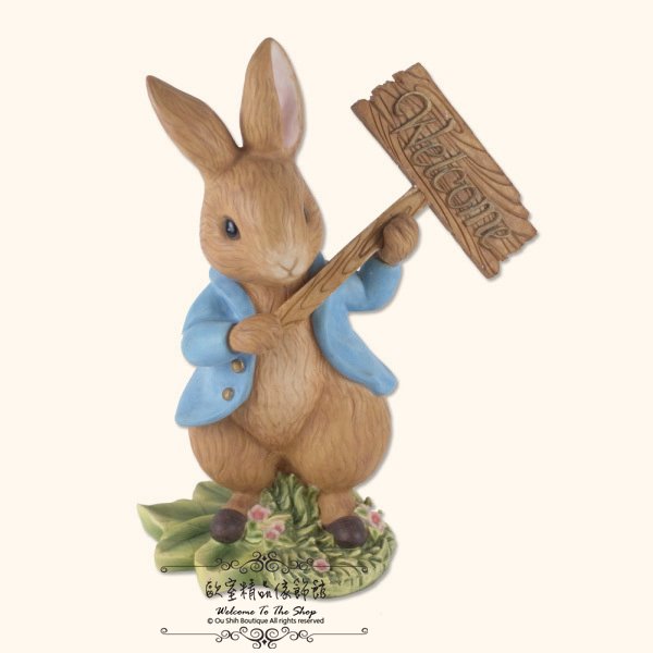 ~＊歐室精品傢飾館＊~正版 Peter Rabbit 比得兔 彼得兔 立兔 welcome 存錢筒 擺飾 撲滿 ~