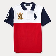 POLO  Ralph Lauren 現貨 紅白色塊 徵章 大馬 短袖 polo衫 大男童