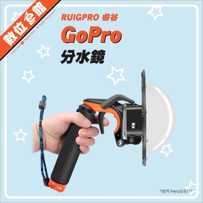 【出清【新扳機式【刷卡附發票】副廠配件 睿谷 GoPro Hero5 6 7 分水鏡 30米防水殼 DOME PORT