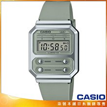 【柒號本舖】CASIO 卡西歐懷舊復古電子膠帶錶-青蘋果綠 / A100WEF-3A (台灣公司貨)