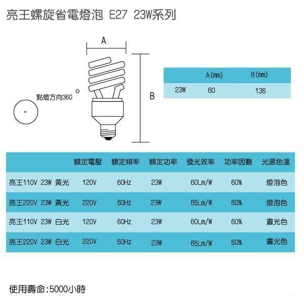 壯格23w省電燈泡/23w螺旋燈管~亮王23W 220v可以另詢~台灣製亮王~另有亮王23w 4000k燈泡