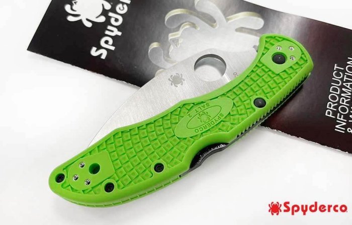 【angel 精品館 】Spyderco SALT 2綠柄LC200N鋼鳥喙平刃折刀C88FPWCGR2