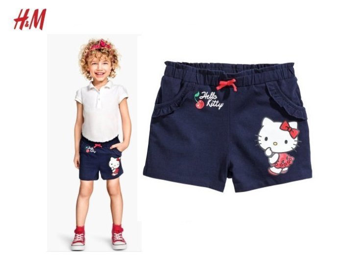 H&M-可愛kitty貓聯名款短褲2-8歲(售價:500含運)