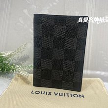 《真愛名牌精品》LV 黑色棋盤格 對折卡片套 停產款 *未使用*203152