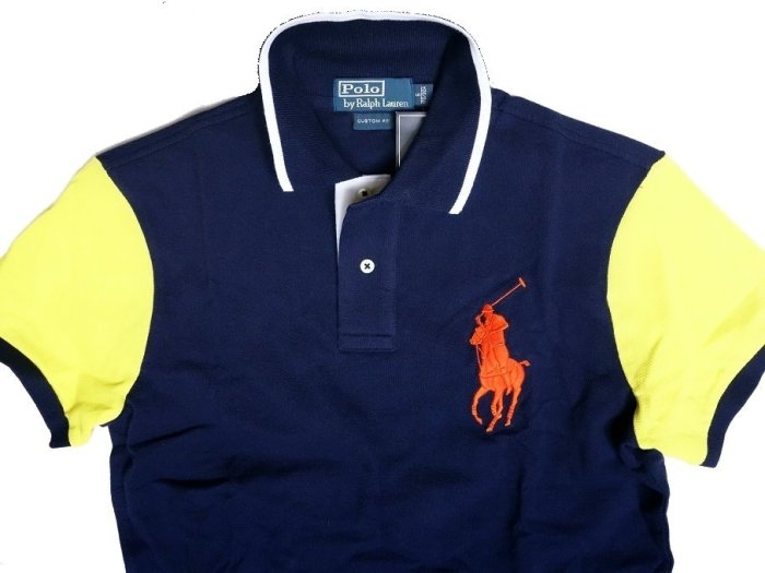 Polo Ralph Lauren RL 短袖 POLO 衫 藍色 橘大馬 黃袖 不用再穿童裝 S 【以靡專櫃正品】