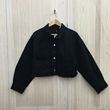 ［愛莎&嵐］H&M 女 黑色短版長袖素面牛仔外套/L(全新) 11211 10