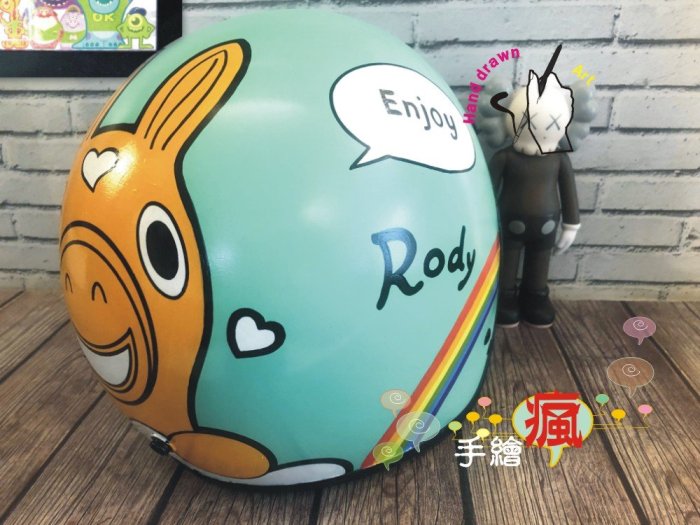 手繪瘋 [手繪 Rody coco 跳跳馬 五月天 繽紛彩虹款 安全帽 手工 禮物 生日 情人節 彩繪 客製化 客訂