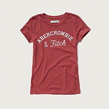 【Abercrombie&Fitch】【A&F】【零碼XS】AF女款短袖T恤印白弧草字磚紅 F09160513-11