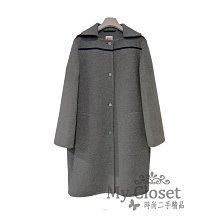 My Closet 二手名牌 Hermes  灰色 100% Cashmere 雙口袋 長版大衣