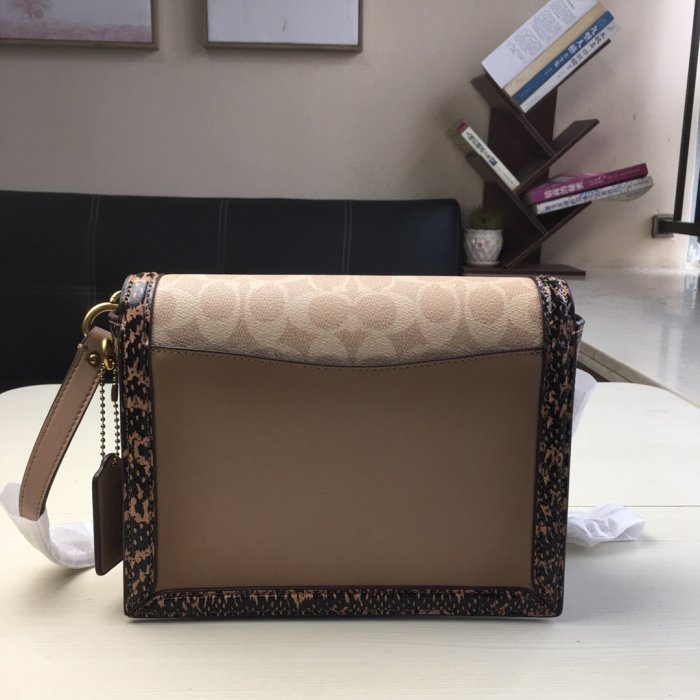 【小怡代購】全新 COACH 89068 美國正品代購蛇皮拼老花帆布 大款 hutton 新款 鏈條包 超低直購