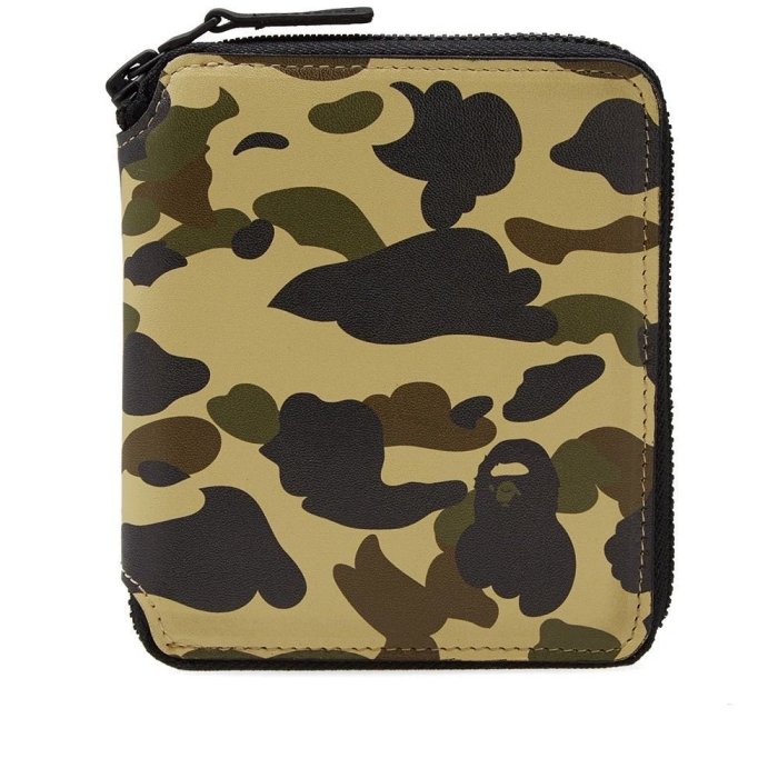 BAPE 1ST CAMO LEATHER WALLET  黃迷彩 迷彩 錢包 短夾