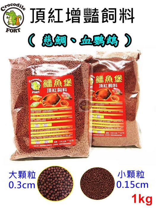 【樂魚寶】鱷魚堡Crocodile FORT 頂紅增豔飼料 1kg 浮上性 (袋裝) 慈鯛 血鸚鵡 觀賞魚 羅漢 關刀