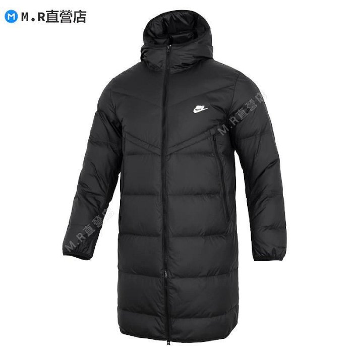 Nike 耐吉 外套男2023冬款中長款戶外防風保暖連帽羽絨服FB8180-010